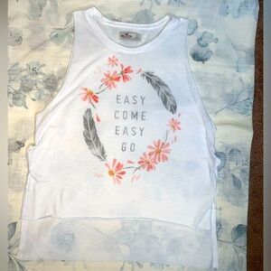 Summer Hollister  Sleeveless Top with Feather and Floral Design size Small
